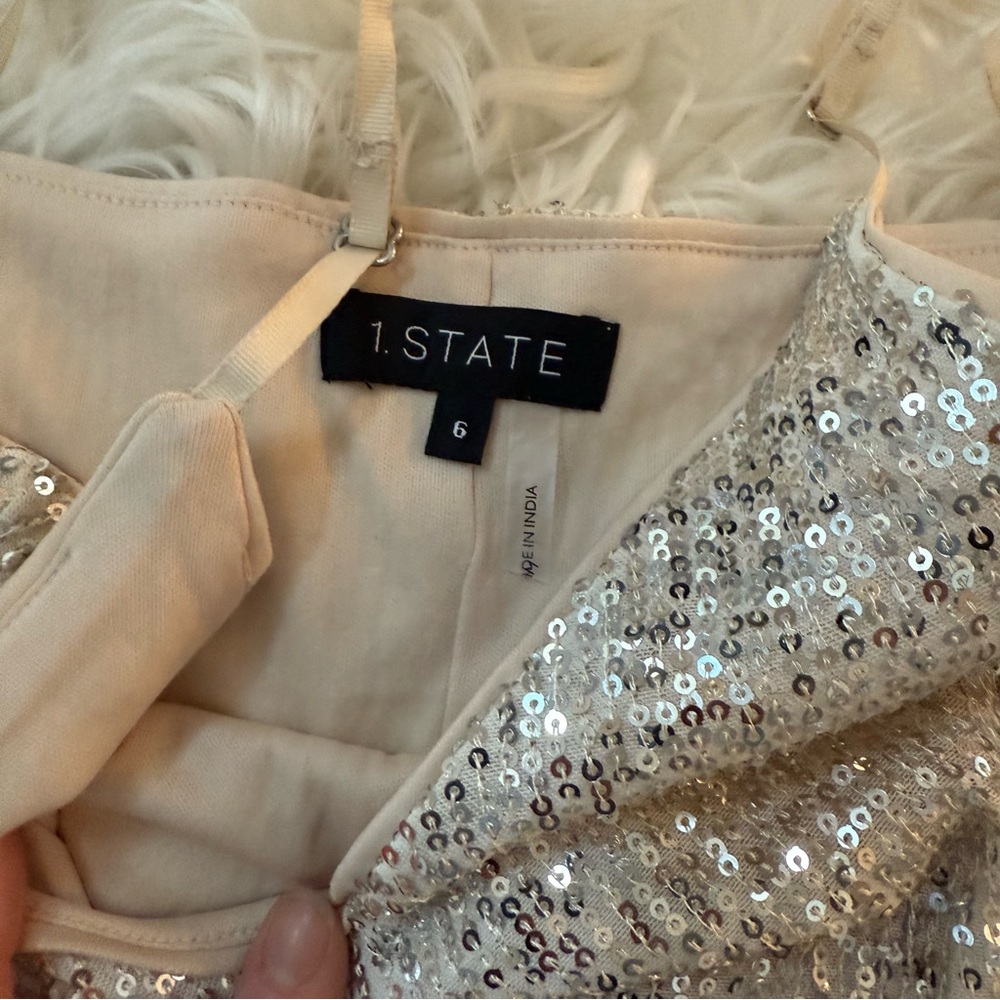 1.State | Champagne Sequin Mini Slip Dress NWT - Picture 9 of 9